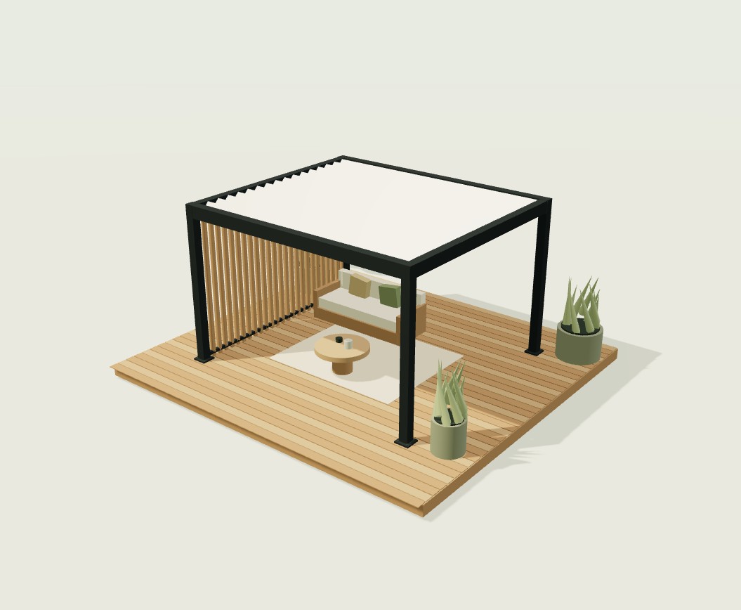 Pergola VERDE z lamelami i wyposażeniem tarasu